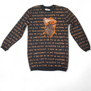 Sacer Scarabaeus Heart Graphic Sweater Dress UNHCR Collab Fleece NWT Small